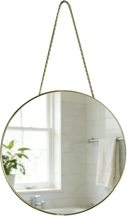 Round Wall Mirror Door Mirror PVC Plastic Frame (Gold, 8.66 inch)