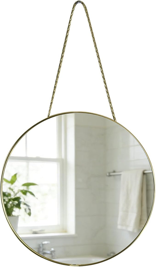 Round Wall Mirror Door Mirror PVC Plastic Frame (Gold, 8.66 inch)