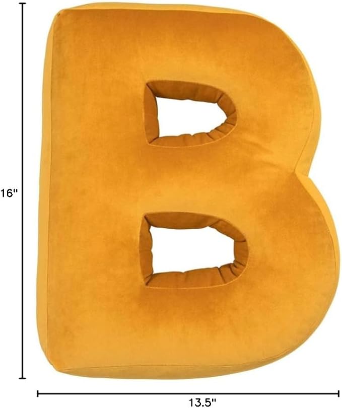 vctops Soft Velvet Letter Pillow English Alphabet A to Z Letter Decorative Throw Pillow for Bedroom Living Room Decor (B,16"x13.5")