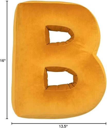 vctops Soft Velvet Letter Pillow English Alphabet A to Z Letter Decorative Throw Pillow for Bedroom Living Room Decor (B,16"x13.5")