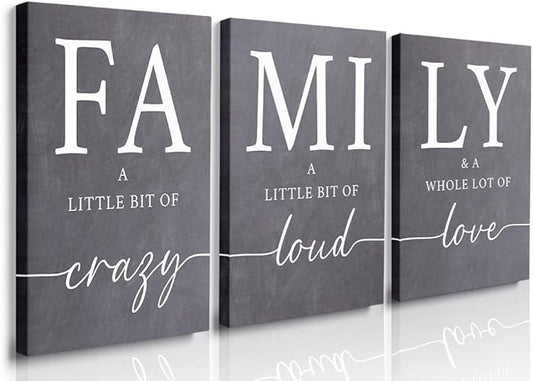 GUBIYU Gray Home Wall Art for Living Room Dining Room Pictures Wall Decor Farmhouse Family Home Decorations for Walls Painting Decorative Family Walls Decor Entryway Posters Print Set of 3 12"X16"