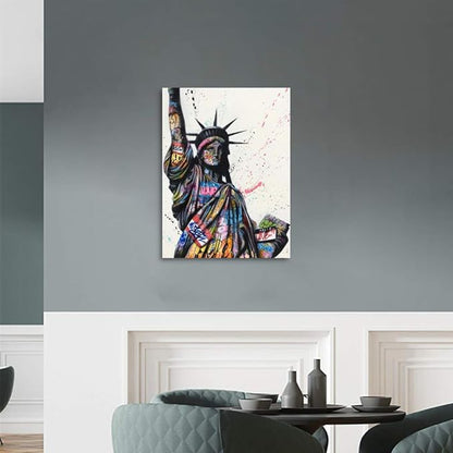 Yatsen Bridge Statue of Liberty Graffiti Version Wall Art, Fashion Pop Poster and Print, Colorful Art Canvas Paintings On the Wall Art Picture Home Decor - 18x24 inch