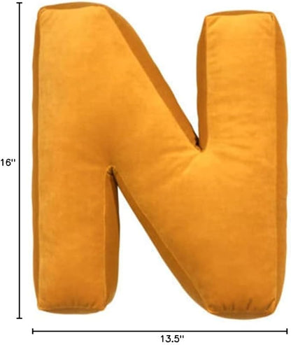 vctops Soft Velvet Letter Pillow English Alphabet A to Z Letter Decorative Throw Pillow for Bedroom Living Room Decor (N,16"x13.5")