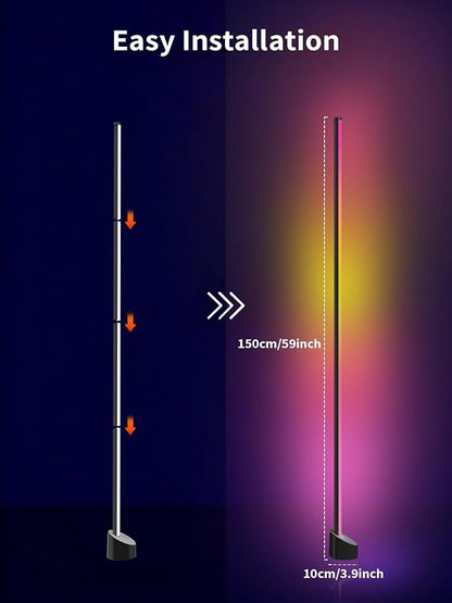 Tyute Corner Floor Lamp, RGB LED Lamp with Smart App and Remote Control Color Changing, Music Sync Ambience Lighting, Mood Lighting with 16 Million Colors for Bedroom Living Room Gaming Room