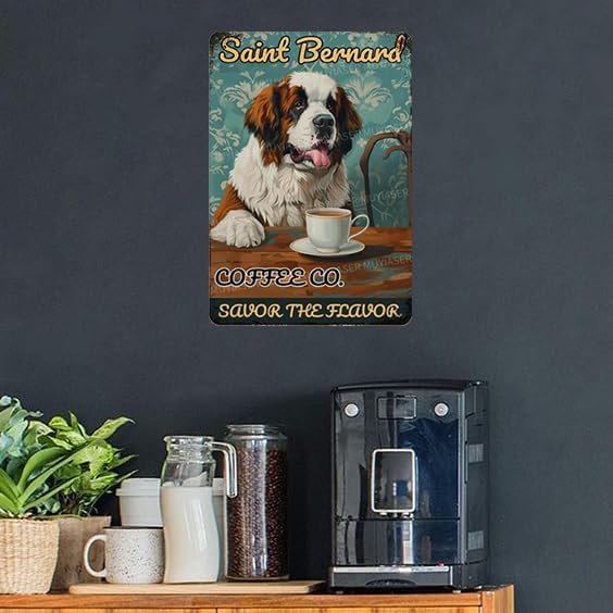 Metal Signs Saint Bernard Coffee Co Vintage Signs Retro Aluminum Tin Sign for Toilet Washroom Garden Home Bar Cafe Decor 8x12 Inch