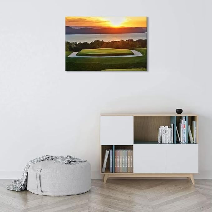 chenchenArt Sleepy Hollow 16 Hole Golf Course Wall Art for Living Room Bedroom Bathroom Home Decorations Sleepy Hollow Golf Course Picture Poster Canvas Prints Framed Ready to Hang(18''H x 24''W)