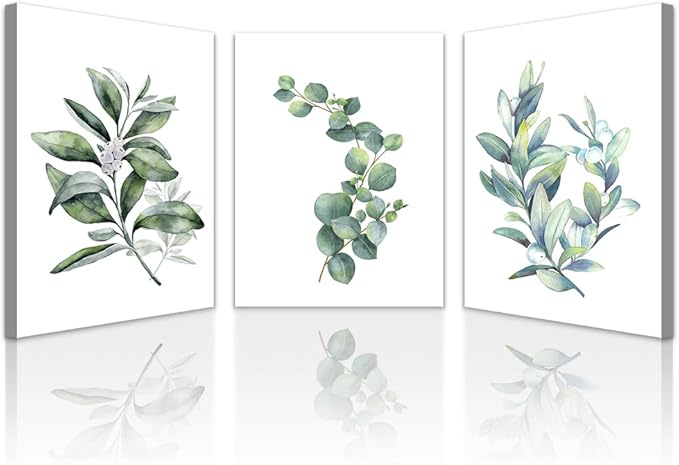 Lapremoly Large Canvas Wall Art For Living Room Modern Wall Decor For Bedroom Plants Green Leaves Wall Paintings Kitchen Home Decorations Pictures Bathroom Posters Prints Artwork Room Mural Works
