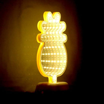 Infinite Mirror Tunnel Light, LED 3D Pineapple Sign Night Light for Party Home Decor and Children's Room (Double Sided)