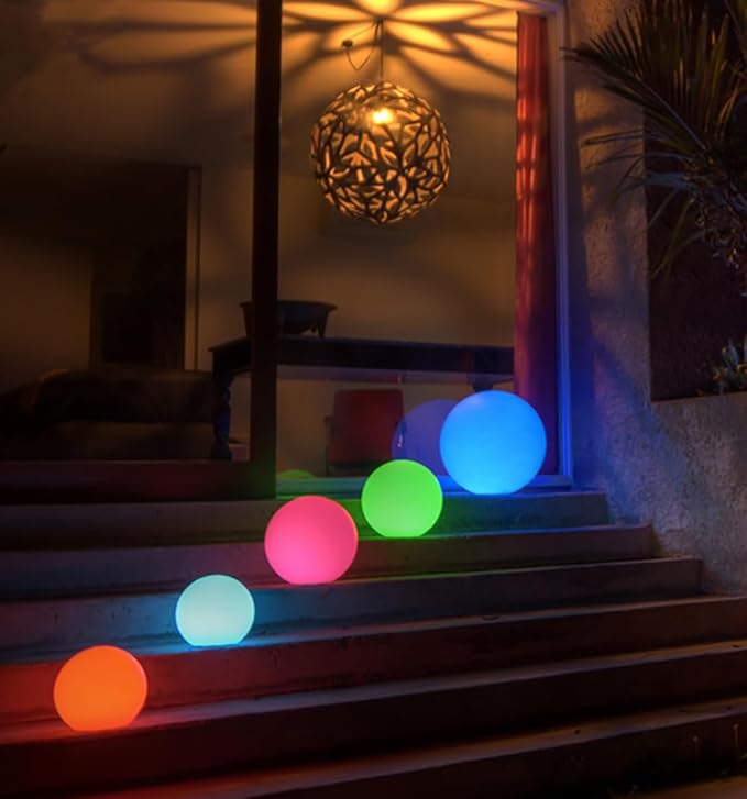 Mr.Go 10" Ultra-Fun Waterproof RGB Color-Changing LED Ball Light Orb Globe Lamp, Dimmable 16 Colors 4 Modes, Ideal for Kids Night Light Party Outdoor Pool Garden Patio Ambient Decorative Lighting