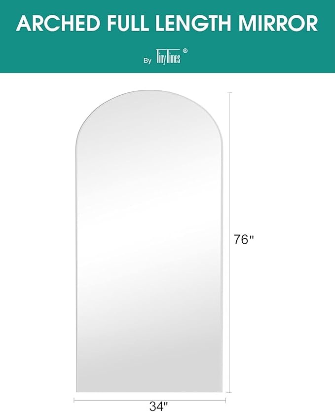 Full Length Mirror, 76''x34'' Full Floor Mirror with Stand, White Arched Wall Mirror with Aluminum Frame, Large Body Mirrors for Bedroom Living Room