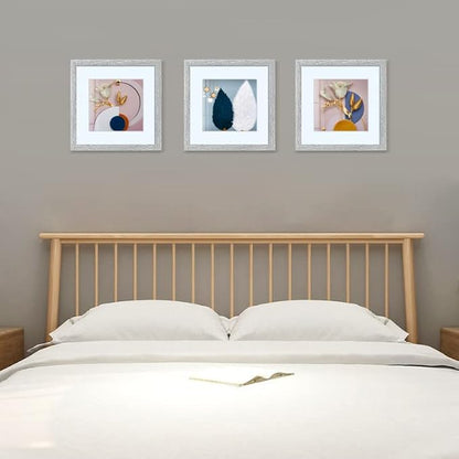 HEART ART 8x8 Picture Frame Set of 9, Display Pictures 4x4 with Mat or 8 x 8 without Mat, Multi Collage Gallery Square Photo Frames for Wall,Gray