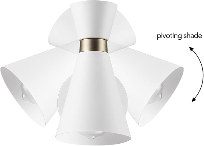 Globe Electric 65000030 1-Light Wall Sconce, White, Matte Brass Accent, Wall Lights for Living Room, Bedroom, Den, Mounted Bedside Lamp, Apartment Essentials, Dimmable, Light for Apartment and Rentals