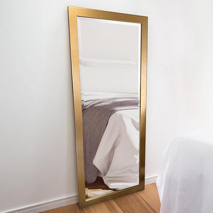 Renditions Gallery Full Length Mirror Shiny Gold Wood Frame Full Body Wall Mounted Apartment Large Vanity Standing Mirror for Bedroom Living Room Bathroom - 61"x25" LT07