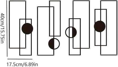 DUOOLN 4Pcs Abstract Metal Wall Art Decor,Black Modern Geometric Hanging Sign, Minimalist Single Line Art Wall Décor Sculptures, Living Room Bedroom Bathroom Office Farmhouse Decoration-15.7 * 6.89in