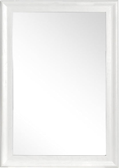 White Bathroom Mirror 24x36 Inch, Wood Framed Rectangle Mirrors for Wall with Tempered Glassr for Bedroom Living Room or Entryway, Vertical or Horizontal Hanging