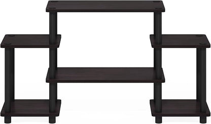 Furinno Turn-N-Tube No Tools Entertainment Center, Round, Square corner, Dark Walnut,11257DWN