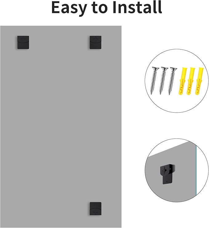 CILIBER Frameless Mirror, 60x36 Mirrors for Wall, Large Bathroom Mirror for Over Sink, Rectangle Frameless Vanity Mirror with Polished Edge, 3mm Tempered Glass, Hangs Horizontally or Vertically