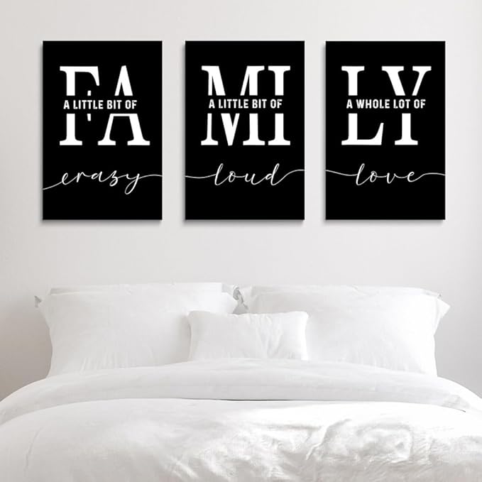 GUBIYU Home Wall Art for Living Room & Dining Room - Inspirational Quotes Poster 'A Little Bit of Crazy' Print, Family Quotes, Black 20"x28"