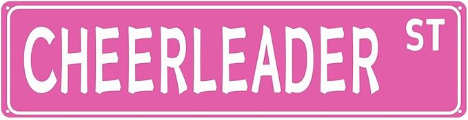 Pink "CHEERLEADER" Street Metal Tin Sign Aesthetic Cheerleading Dance Dancer Cheer Accessories for Girls Home Bedroom Dorm Room Wall 4 x 16 In