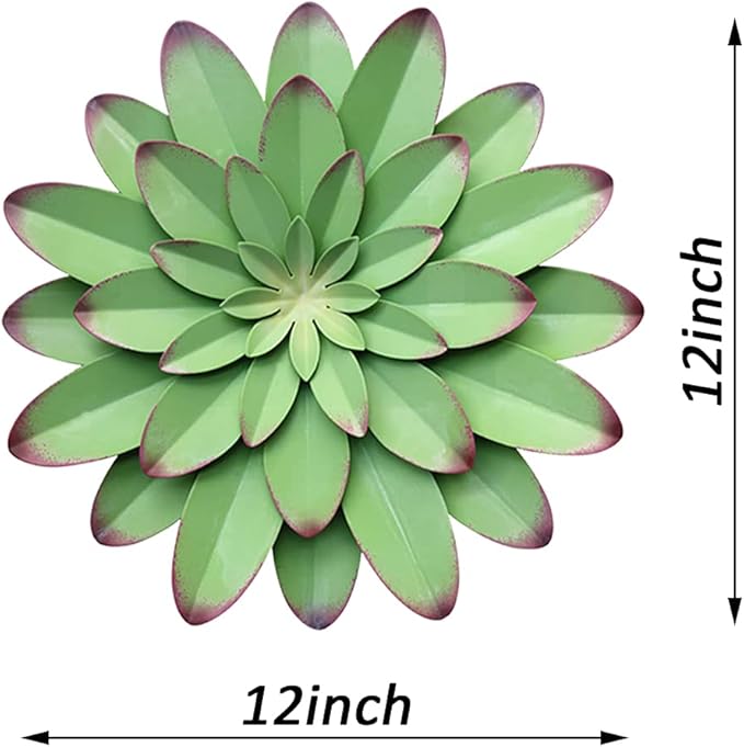 AHYS Metal Flowers Wall Decor Indoor Outdoor Metal Wall Art for Farmhouse Home Living Room Bedroom Bathroom Garden Decor – 12 Inch - Green