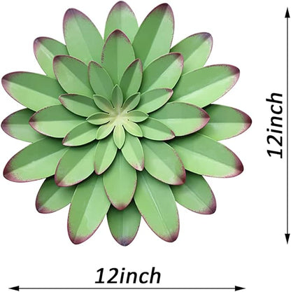 AHYS Metal Flowers Wall Decor Indoor Outdoor Metal Wall Art for Farmhouse Home Living Room Bedroom Bathroom Garden Decor – 12 Inch - Green