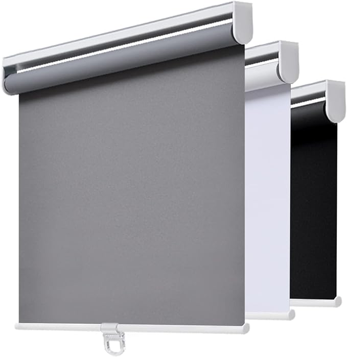 AOSKY Cordless Roller Shades Blackout Blinds for Windows Room Darkening Rolled Up Shades with Spring System, UV Protection Window Shades Door Blinds for Home and Office (33" W x 72" H, Grey)