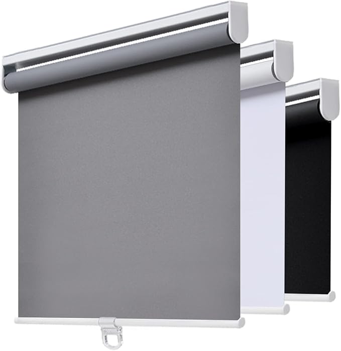 Cordless Roller Shades Blackout Blinds for Windows Room Darkening Rolled Up Shades with Spring System, UV Protection Window Shades Door Blinds for Home and Office (53" W x 72" H, Grey)