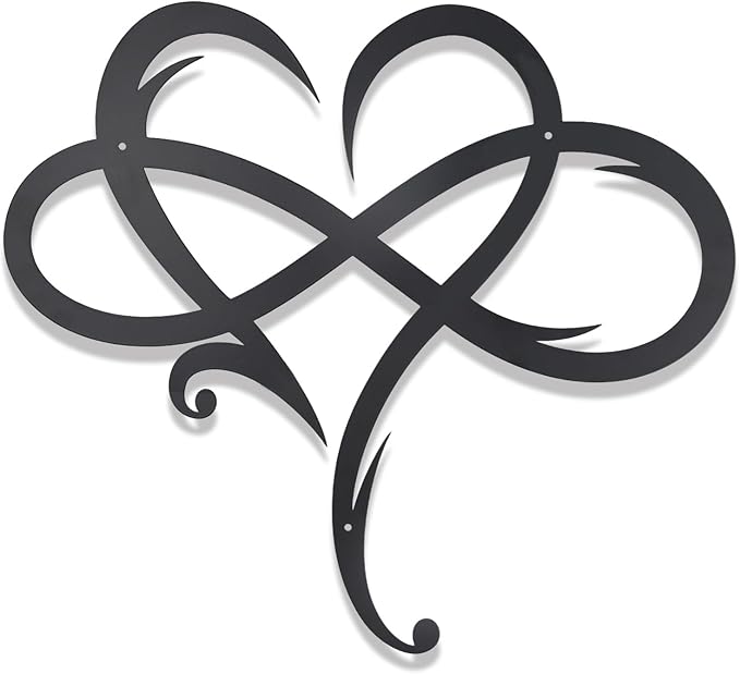 OYEFLY Infinity Heart Metal Wall Decor,Infinity Heart Wall Decor for Room Living,Wedding Decor (Black, style1 23.6 x 20.6in)