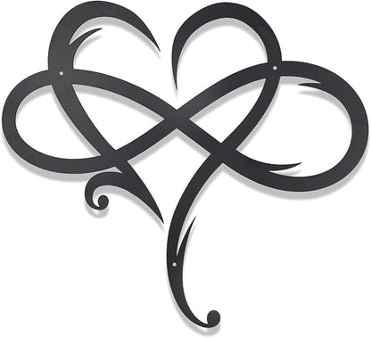 OYEFLY Infinity Heart Metal Wall Decor,Infinity Heart Wall Decor for Room Living,Wedding Decor (Black, style1 23.6 x 20.6in)