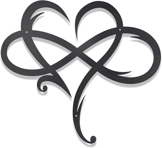 OYEFLY Infinity Heart Metal Wall Decor,Infinity Heart Wall Decor for Room Living,Wedding Decor (Black, style1 23.6 x 20.6in)