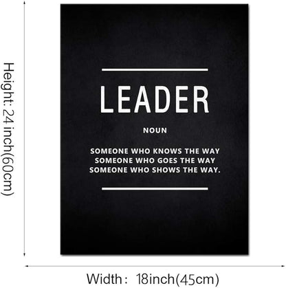 Leader Noun Inspirational Wall Art Inspiring Painting Prints on Canvas Motivational Leadership Entrepreneur Quotes Posters Inspiration Entrepreneurship Decoration Artwork for Office Home (18”Wx24”H)