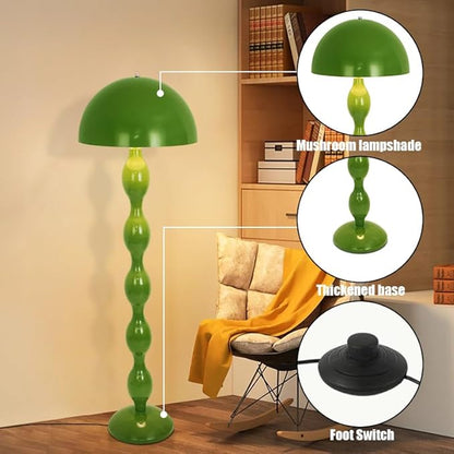 Green Floor Lamp for Living Room,59in Modern Cream Style Led Floor Light,3 Colors Unique Mushroom Floor Lamp,Tall Standing Light for Bedroom,Office,Corner(Bulb not Included)