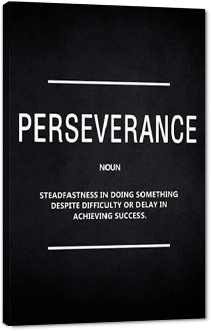 Inspirational Canvas Wall Art Motivational Painting Perseverance Noun Pictures Inspiring Entrepreneur Quote Success Posters and Prints Artwork Decor for Home Office Framed Ready to Hang (28" Wx44 H)