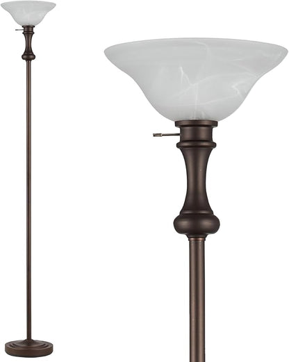 71'' Floor Lamps for Living Room, Tall Floor Lamp for Bedroom, Modern Torchiere Standing lamp for Corner Office Home Decor, Knob Switch, Bulb Included, Glass 1 Head, Red Brown