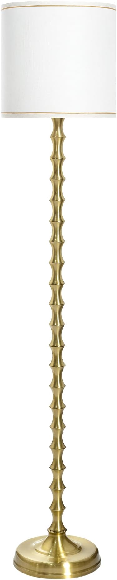 EUO 64.5'' Gold Floor Lamp, Modern Mid-Century Tall Standing Lamp with White Linen Lampshade, Decorative Lighting for Living Room, Bedroom, Office, Dining Room, Corner