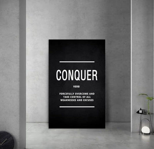 Yatsen Bridge Motivational Wall Art Pictures Inspirational Posters Prints on Canvas Conquer Verb Inspiring Entrepreneur Quotes Office Wall Painting Artwork Home Office Decorstions Framed (28" Wx44 H)