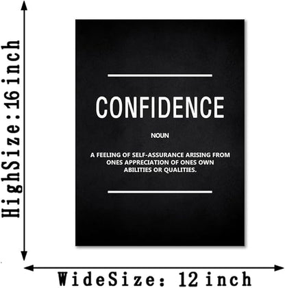 Confidence Canvas Wall Art, Framed Motivational Entrepreneur Quote for Home Office Living Room Decor, Ready to Hang, 12x16 Inches