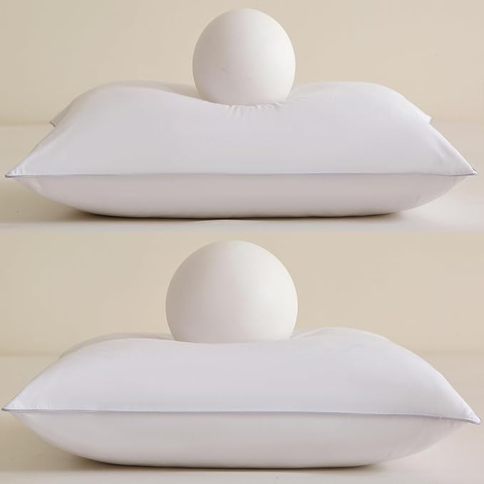 Throw Pillow Insert (Pack of 2, White), Goose Feather and Polyeser Throw Pillow for Decorative Cushion Bed Couch Sofa - Non-Deforming Over Time (20x20 Inch (Pack of 2))