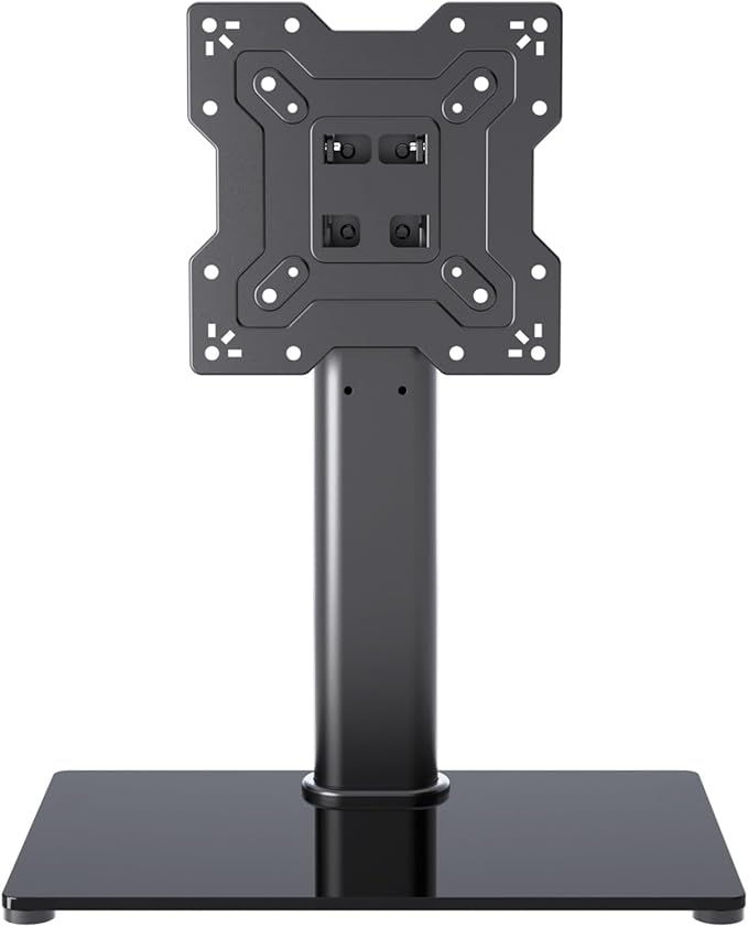 XINLEI Universal TV Stand Base, Table Top TV Stand for 17-43 Inch LCD/LED TVs, Height Adjustable Monitor Mount Stand with Tempered Glass Base Holds up to 88lbs VESA 200x200mm, TS103