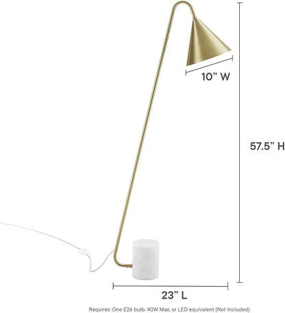 Modway EEI-6531-SBR Ayla Marble Base Floor Lamp, Satin Brass