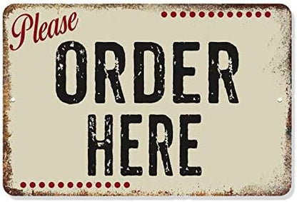 Order Here Sign Putty Restaurant Cafe Pick Up Signs Coffee Shop Decor Vintage Diner Rustic Wall Décor Gift 8 x 12 High Gloss Metal 208120061056