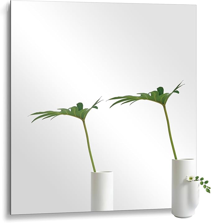 20x20 in Glass Wall Mirror for Bathroom Sink, 1Pcs HD Frameless Decorative Wall Mounted Mirror Tile for Bedroom, Vanity, Living Room, Entryway, Over Sink, Door, Home Gym, Wall Decor