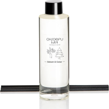 Balsam & Cedar Scented Oil Reéd Diffuser Refill 200ml/6.76 fl oz Natural Fragrances Oil - Best for Home Decoration, 0% Alcohol, Refreshing and Invigorating, Perfect for Christmas