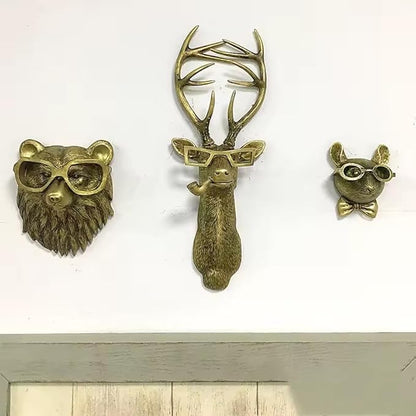 Animal Heads Wall Decor, Deer Head Wall Mount, Resin Animal Sculptures Head Wall Hanging Decoration for Family Living Room Bedroom Bathroom Kitchen Gift (Deer)