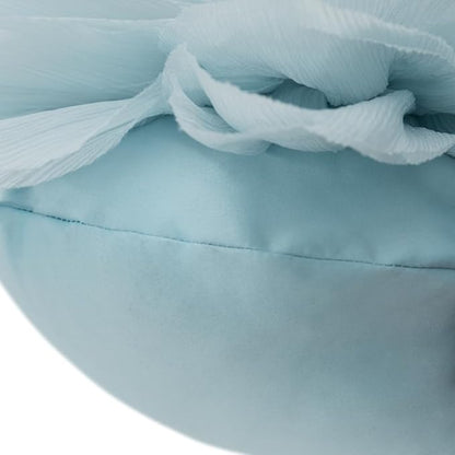 Light Blue Decorative 3D Round Flower Pillow Handmade Cute Floral Summer Throw Pillow with Insert Satin Accent Cushion for Sofa Bed Couch Living Room Brdroom Boho Home Decor 12 Inch