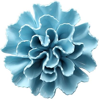 AMERRY 3D Flower Wall Art, Handmade Porcelain Decor for Home & Office (Blue, Carnation, 3.15")