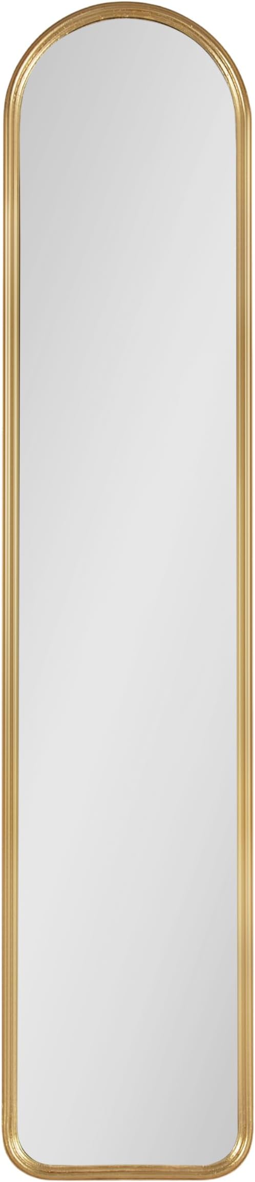 Kate and Laurel Caskill Slim Panel Wall Mirror; 8 x 38; Gold; Glam Tall Arch Mirror Wall Decor for Use as Skinny Entryway Mirror; Decorative Bedroom Mirror; or Cute Nursery Mirror