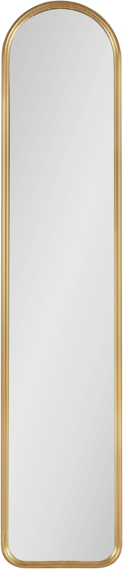 Kate and Laurel Caskill Slim Panel Wall Mirror; 8 x 38; Gold; Glam Tall Arch Mirror Wall Decor for Use as Skinny Entryway Mirror; Decorative Bedroom Mirror; or Cute Nursery Mirror