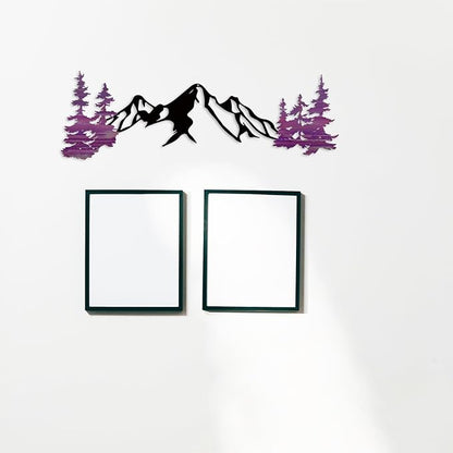 Yuzhuo Metal Mountain Wall Art Decor, Mountain Forest Silhouette Art Suitable for Living Room Bedroom Indoor Outdoor Garden Home Decoration (Purple, 34.5L x 11W)