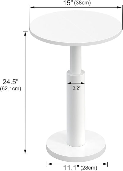 LAATOOREE Round Side Table, Accent Drink Coffee Table, 15" Pedestal End Table, Spacious Top, Thick Solid Wood Legs, for Small Spaces, Living Room, Sofa Couch, Bedroom (White)
